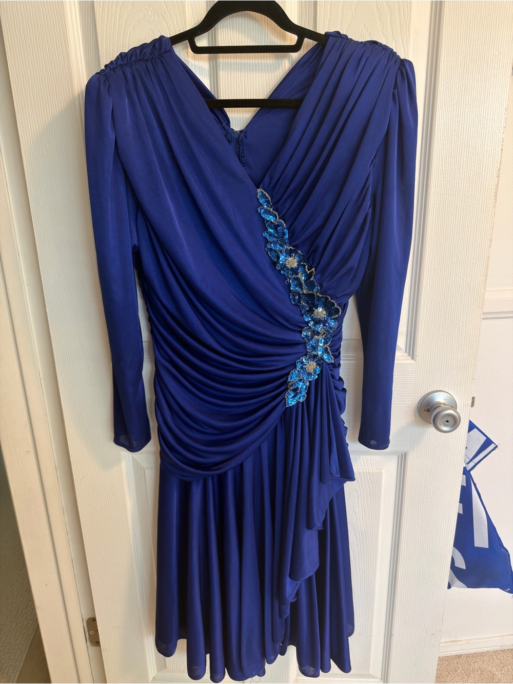 Vintage Abbey Kent Royal Blue Ruched Sequin Formal Dress